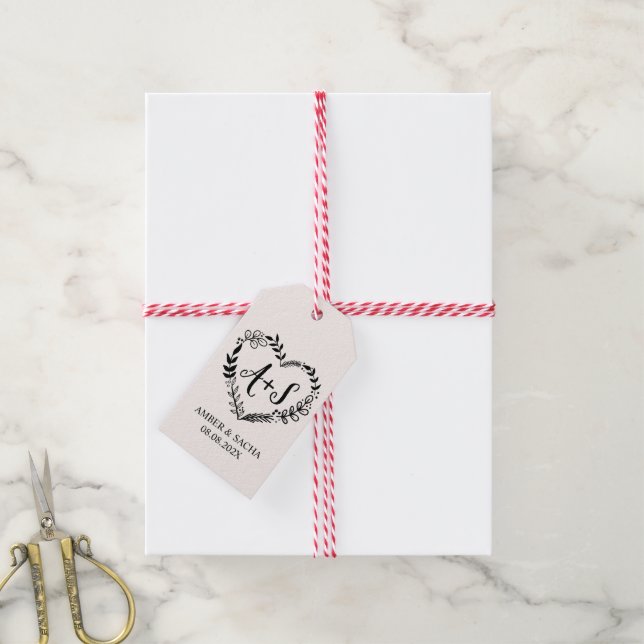 Custom Wedding Monogram Logo Gift Tags (With Twine)
