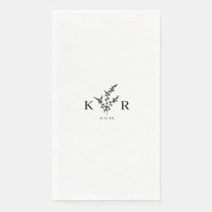 Custom Wedding Monogram Name Etched Flower Paper Guest Towels