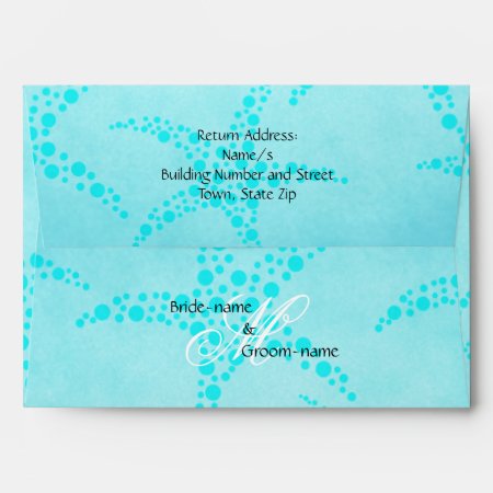 Custom Wedding Monogram Turquoise Starfish Envelope