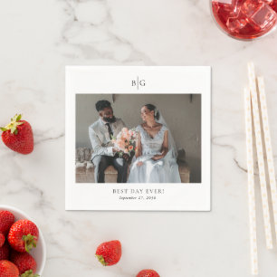 Custom Wedding Monogrammed Photo Best Day Ever Napkins
