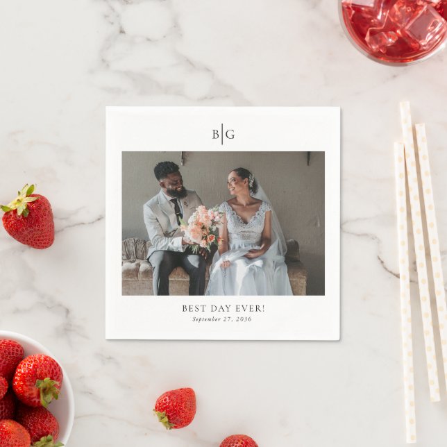 Custom Wedding Monogrammed Photo Best Day Ever Napkins (Insitu)