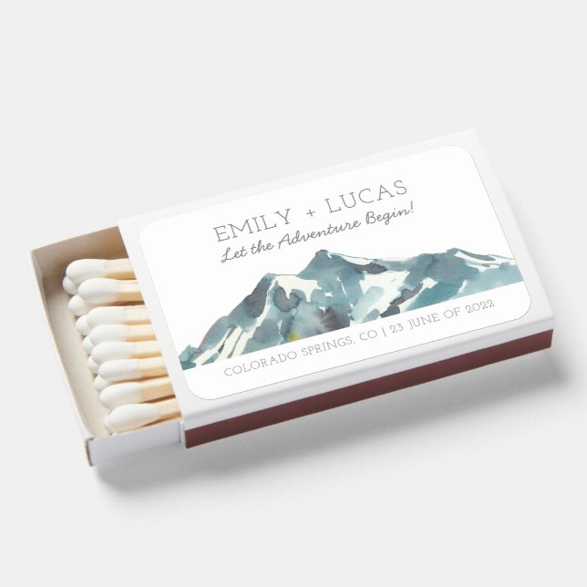 Custom Wedding Mountain Matchbox Favor  Matchboxes (Front Open)