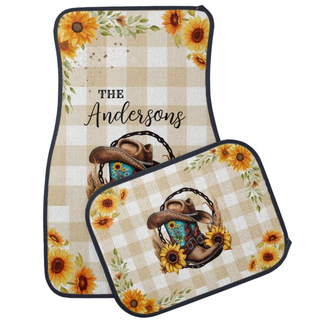 Custom Wedding Name and Date Car Floor Mat (Set)