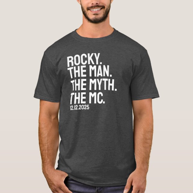 Custom Wedding Name And Date Master Of Ceremonies T-Shirt (Front)