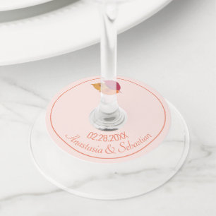 Custom Wedding Name Date Colorful Fall Leaves Wine Glass Tag