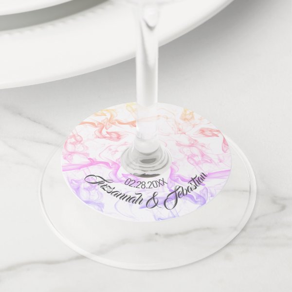 Custom Wedding Name Date Colorful Misty Smoke