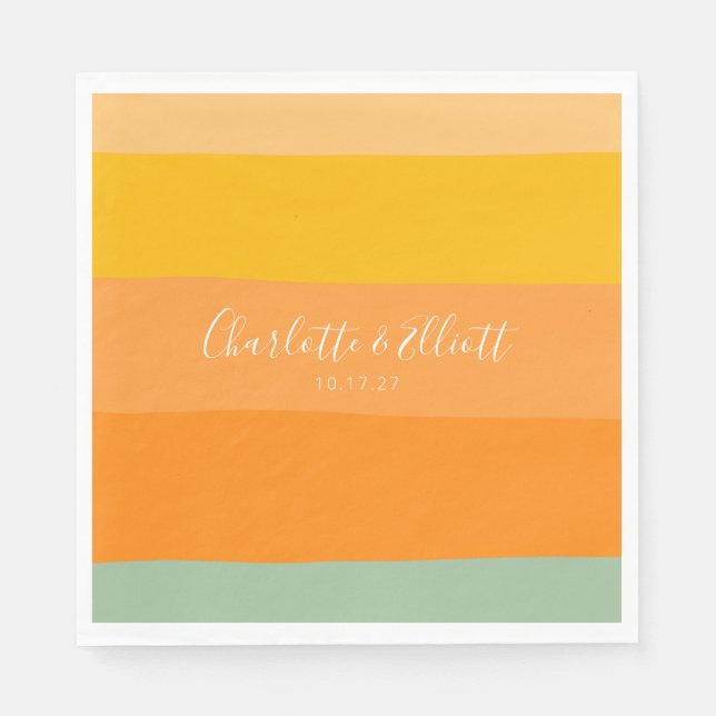 Custom Wedding Names Earthy Pastel Green Summer Napkins (Front)