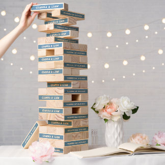 Custom Wedding Names Topple Tower Tranquil Blue