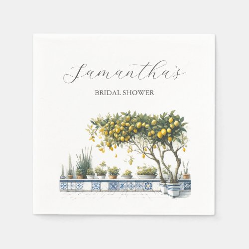 Custom Wedding Napkins Amalfi Tile and Lemons