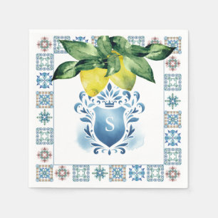 Custom Wedding Napkins Amalfi Tile and Lemons
