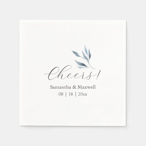 Custom Wedding Napkins Dusty Blue Botanicals