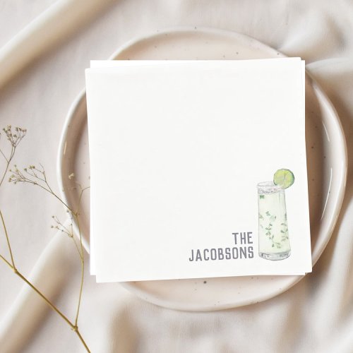 Custom Wedding Napkins Mojito Cocktail Hour