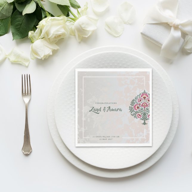 Custom Wedding Napkins – Mughal Floral Motif (Creator Uploaded)