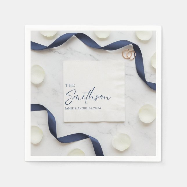 Custom Wedding Napkins: Personalized Monogram, Ele Napkins (Front)