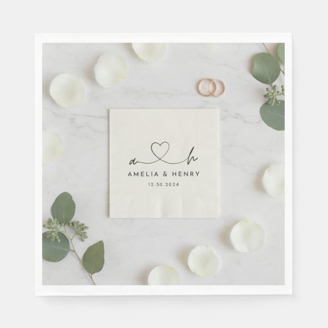 Custom Wedding Napkins: Personalized Monogram, Ele Napkins (Front)