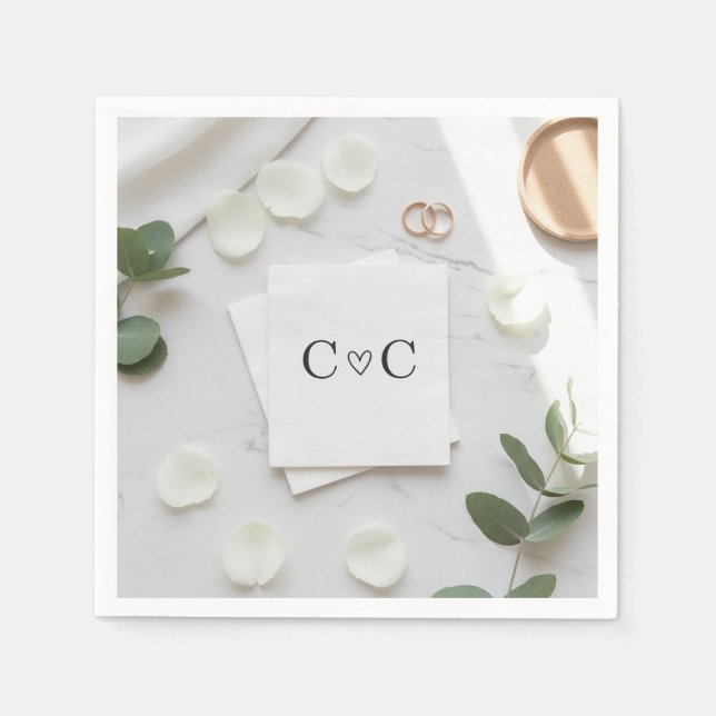 Custom Wedding Napkins: Personalized Monogram, Ele Napkins (Front)