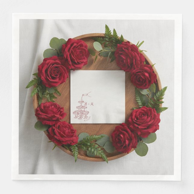 Custom Wedding Napkins: Personalized Monogram, Ele Paper Dinner Napkins (Front)