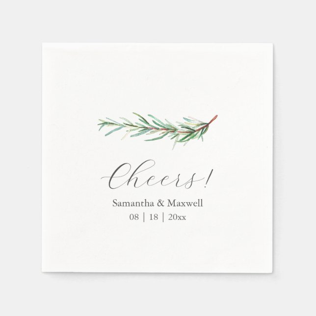 Custom Wedding Napkins Simple Rosemary (Front)