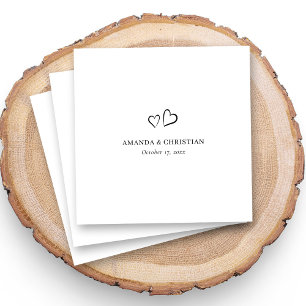 Custom Wedding Napkins with Elegant Double Heart