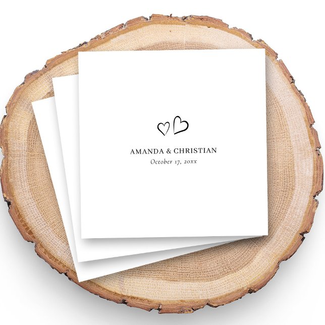 Custom Wedding Napkins with Elegant Double Heart (Creator Uploaded)