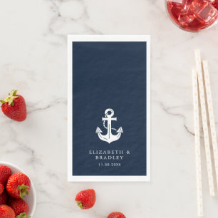 Custom Wedding Nautical Boat Name Anchor Paper Guest Towels