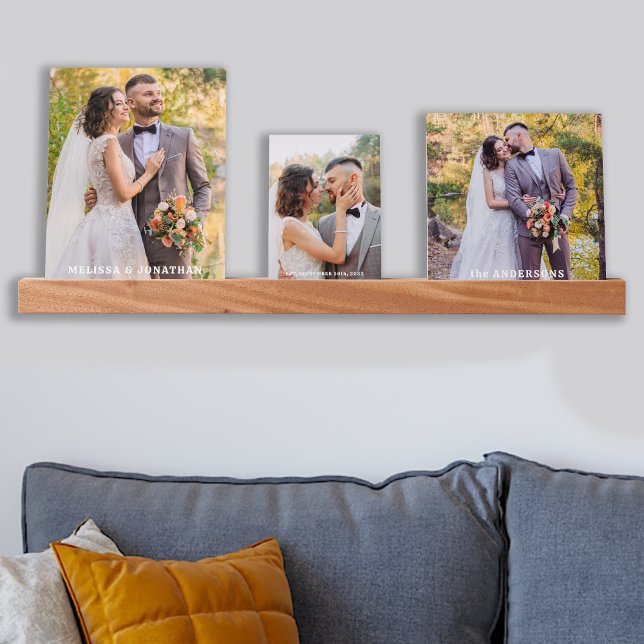 Custom Wedding Newlywed Modern 3 Photos Picture Ledge (Creator Uploaded)