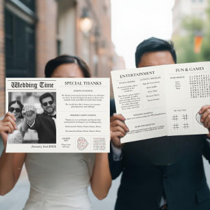 Custom Wedding Newspaper - Fun Guest Activity Book Invitation