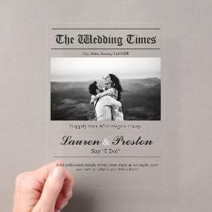 Custom Wedding Newspaper - Save the Date Acrylic