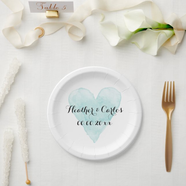 Custom wedding party plates with chic rustic heart (Wedding)