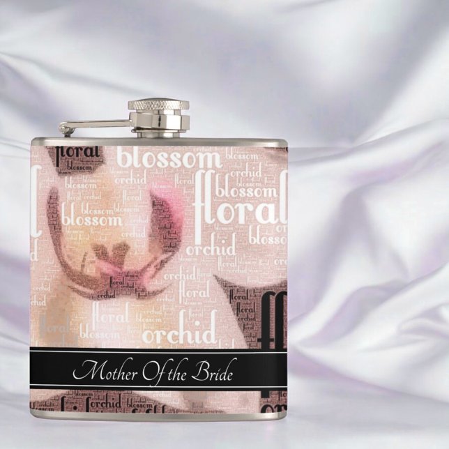 Custom Wedding Party Rose Gold Mother of The Bride Flask (flask front design)