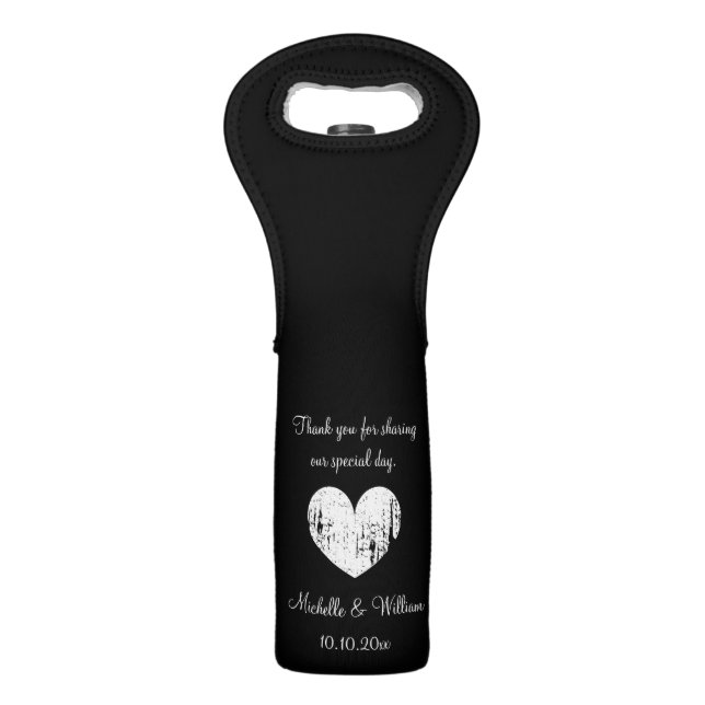 Custom wedding party thank you favor wine tote bag (Back)