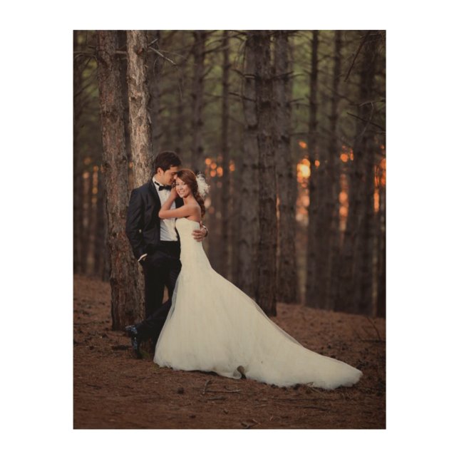 Custom Wedding Photo Art Print on Wood (Front)