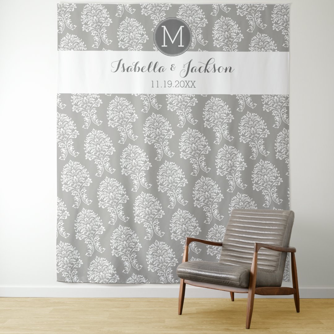 Custom Wedding Photo Backdrop Bride Groom Monogram | Zazzle