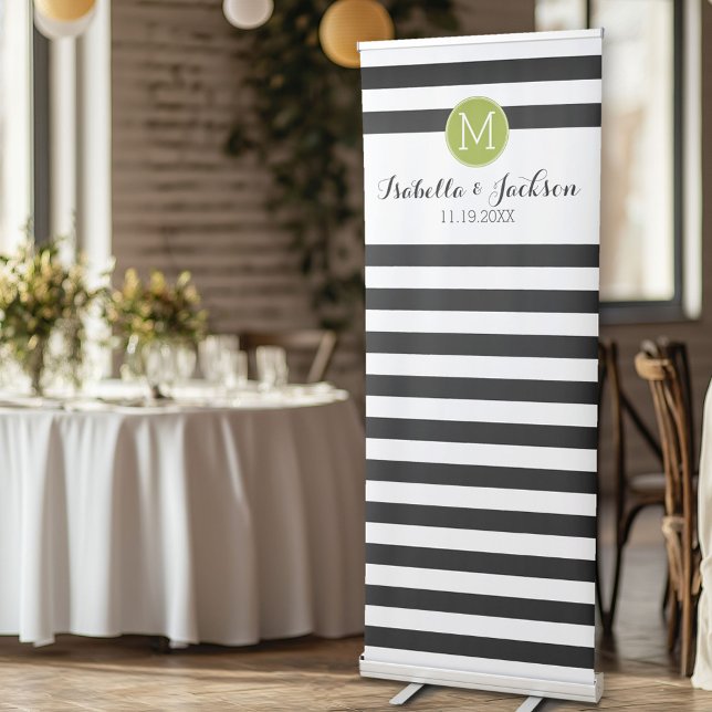 Custom Wedding Photo Backdrop Bride Groom Monogram Retractable Banner (Wedding and Anniversary Backdrop)