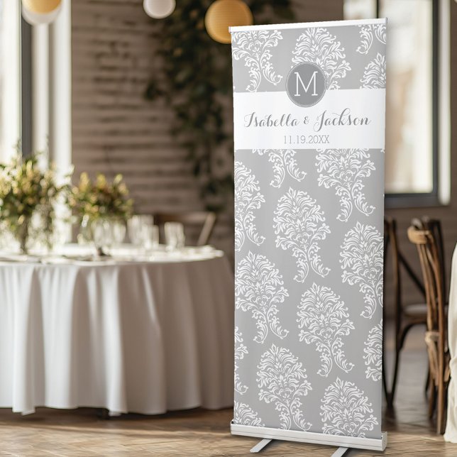 Custom Wedding Photo Backdrop Bride Groom Monogram Retractable Banner (Wedding and Anniversary Backdrop)