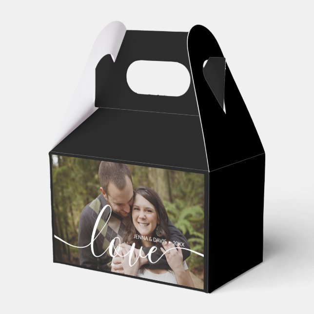 Custom Wedding Photo Black Favor Box (Front Side)