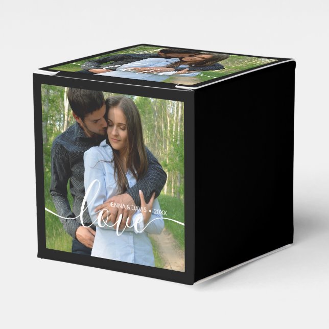 Custom Wedding Photo Black Favor Boxes (Front Side)