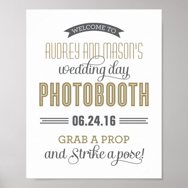 Custom Wedding Photo Booth Sign | Antique Gold Poster