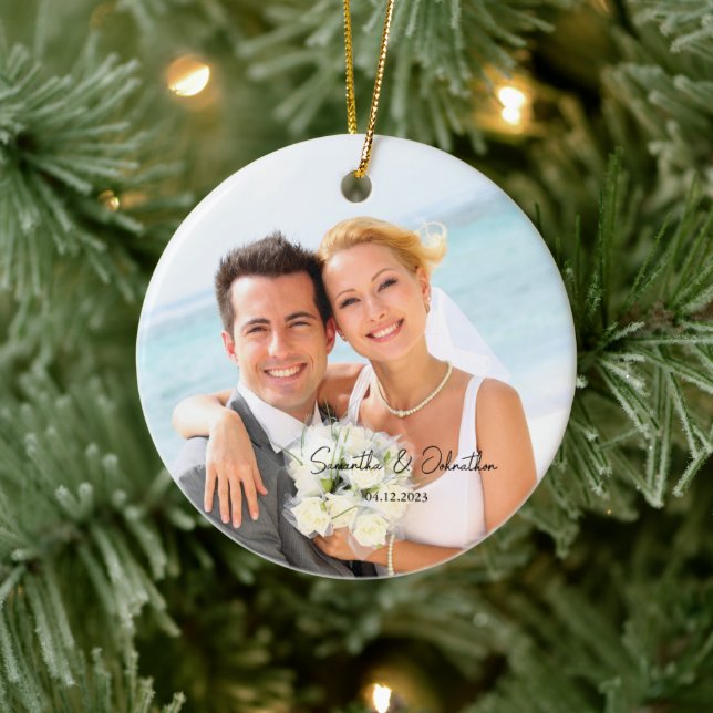 Custom Wedding Photo  Ceramic Ornament (Tree)