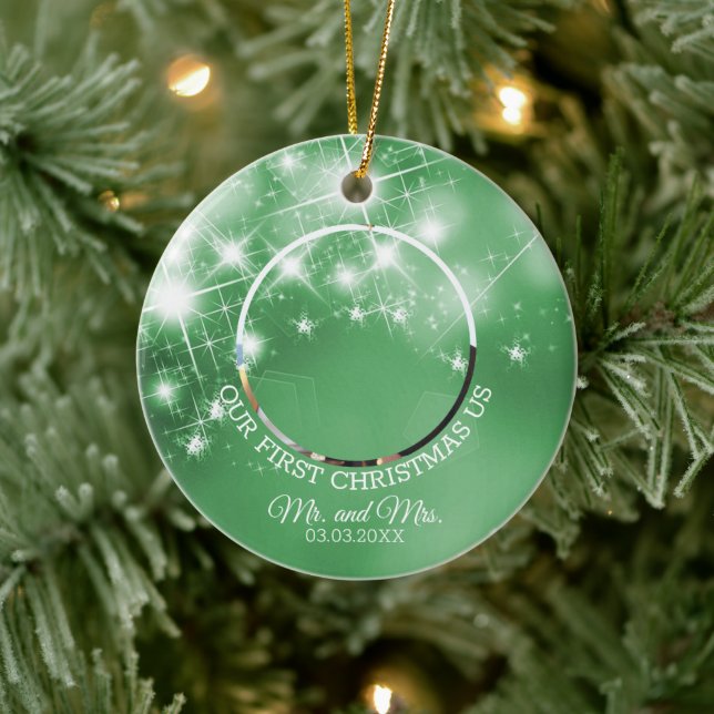 Custom Wedding Photo Ceramic Ornament (Tree)