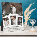 Custom Wedding Photo Collage  Plaque<br><div class="desc">Elegant wedding photo collage plaque features one landscape and three portrait-oriented photos. Easily add your names,  wedding location and wedding date.  Custom Wedding Photo Collage plaque.</div>
