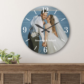 Custom Wedding Photo Couple Names Keepsake Large Clock