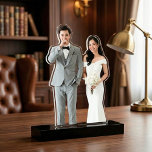 Custom Wedding Photo Cutout Sculpture<br><div class="desc">Transform your cherished wedding portrait into a stunning three-dimensional display with our Custom Wedding Couple Acrylic Cutout Statue. We meticulously remove the background from your photo to create a precision-cut silhouette of the bride and groom, which is then preserved behind a layer of crystal-clear, high-quality acrylic. Mounted securely on a...</div>
