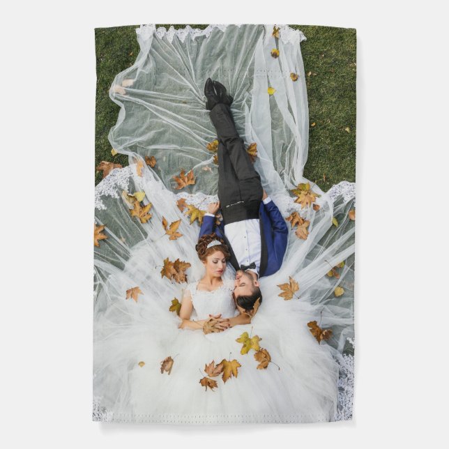 Custom Wedding Photo Garden Flag (Front)