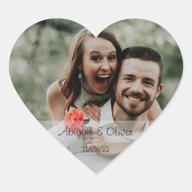 Custom Wedding Photo Heart Sticker (Front)
