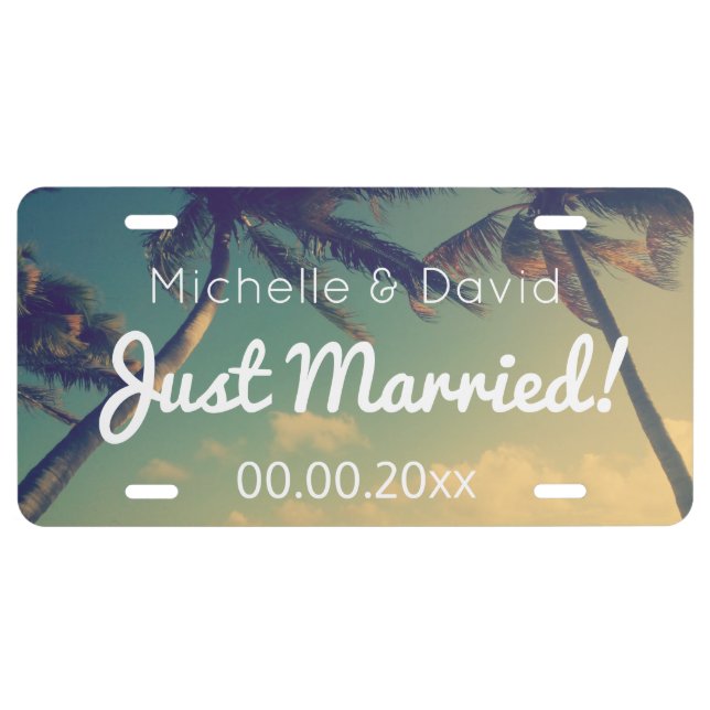 Custom wedding photo Just married license plate (Front)