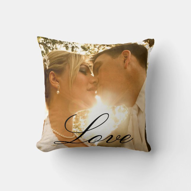 Custom Wedding Photo Keepsake Throw Pillow (Front)