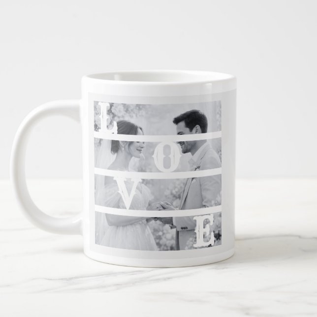 Custom Wedding Photo "LOVE" Giant Coffee Mug (Left)