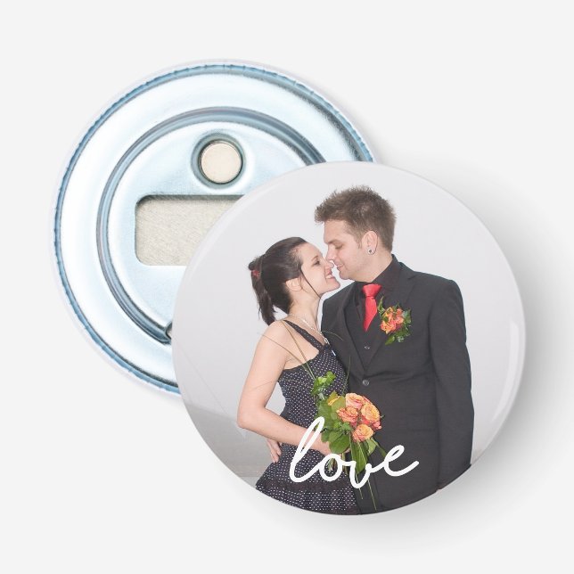 Custom Wedding Photo Love Keepsake Bottle Opener (Front)