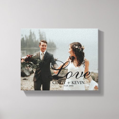Custom Wedding Photo Love Name or Family Name Canvas Print